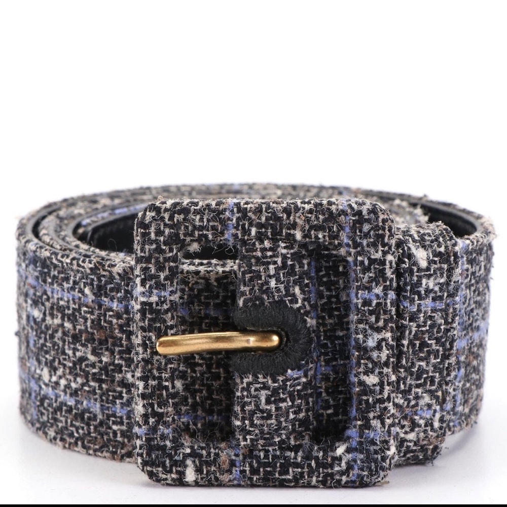 🔥RARE🔥 Yves Saint Laurent Belt in Plaid Tweed and Leather